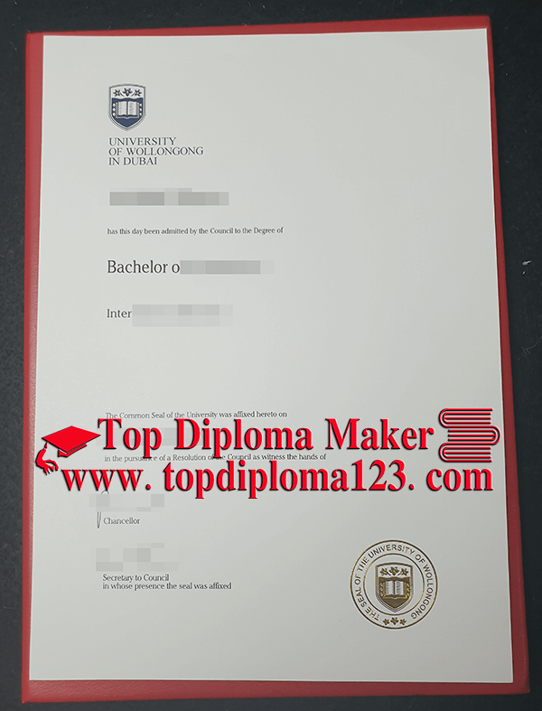 University of Wollongong in Dubai degree sample