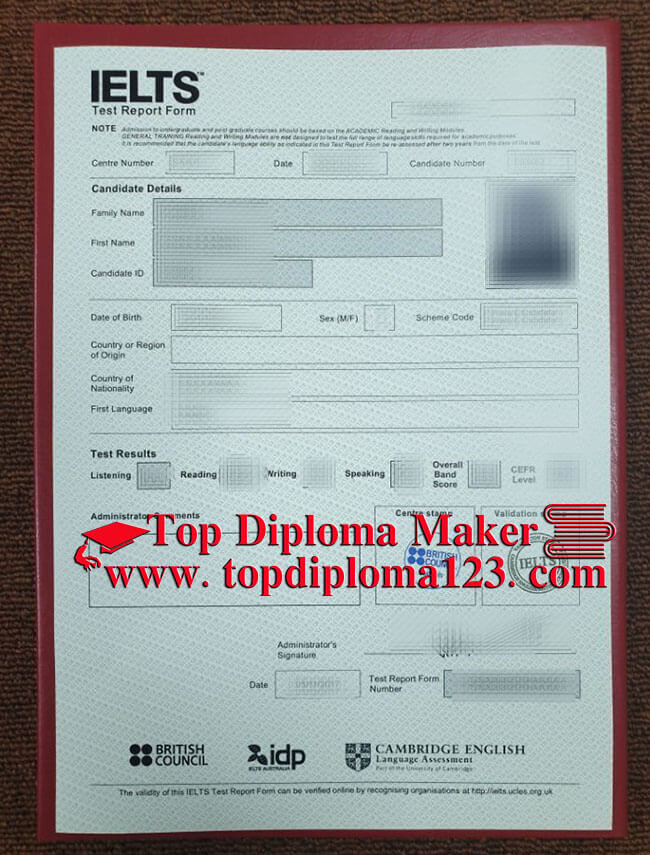 Fake IELTS certificate sample