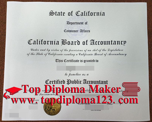 Fake CPA certificate sample