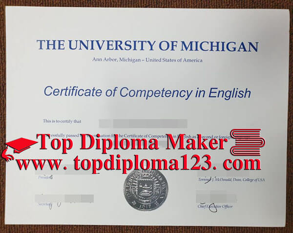 University of Michigan certificate
