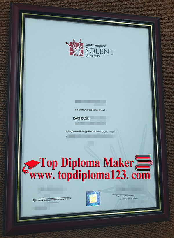 Solent University diploma free sample from topdiploma123.com