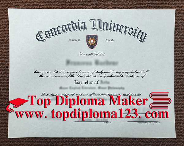 Concordia University degree  free sample from topdiploma123.com
