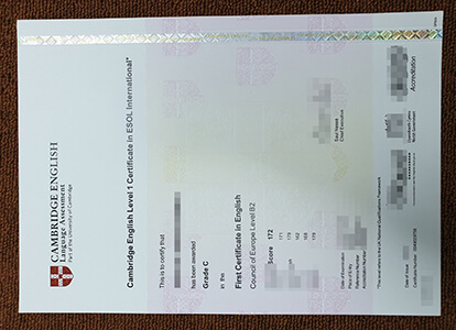 Fake Cambridge English Level 1 certificate sample, 