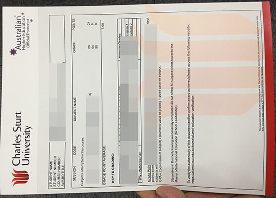 Charles Sturt University (CSU) transcript, buy fake