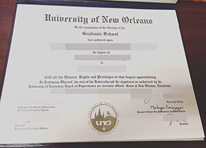 Copy a University of New Orleans fake diploma, buy 