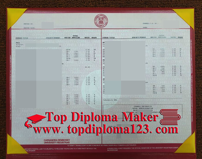 Cornell University transcript