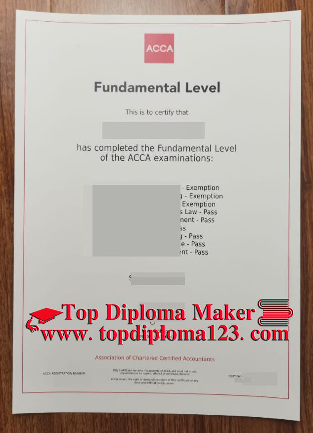 ACCA Fundamental Level certificate