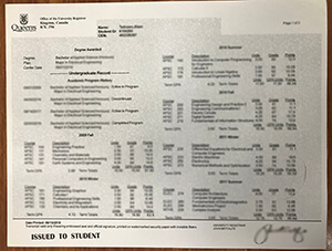  Queen's University at Kingston Transcript Sample, 