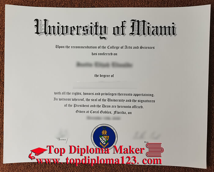 University of Miami diploma 