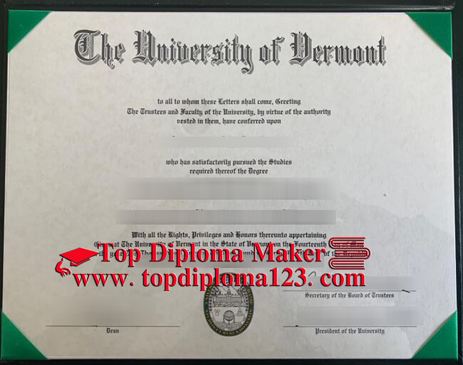 University of Vermont diploma