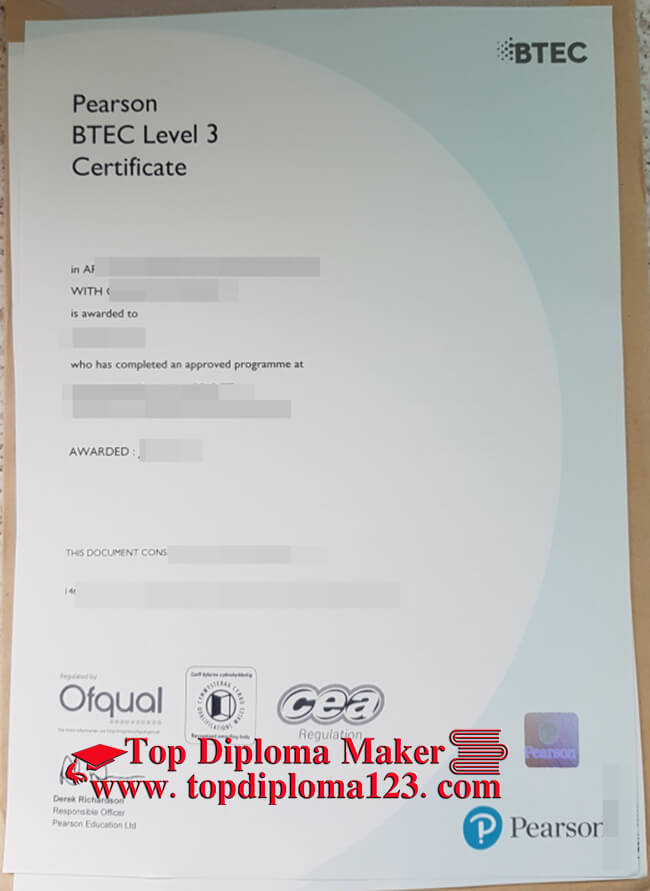 BTEC level 3 certificate