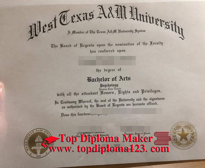 West Texas A&M University Diploma