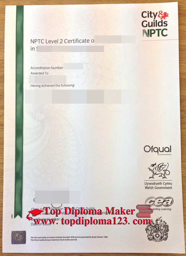 City and Guilds NPTC level 2 certificate