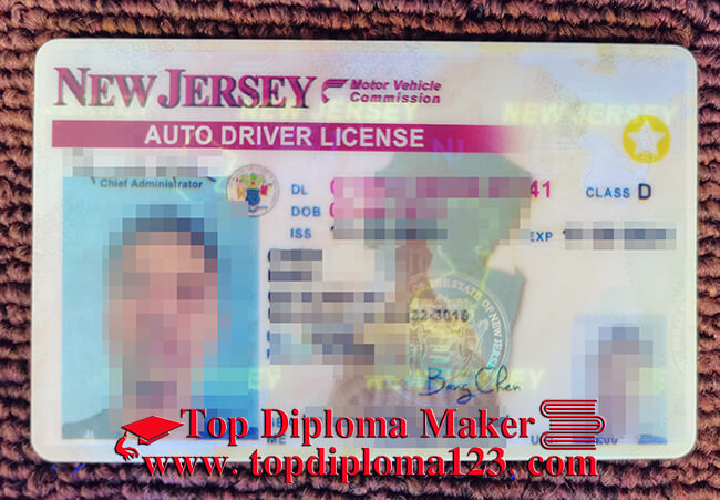  New Jersey Auto Driver License sample