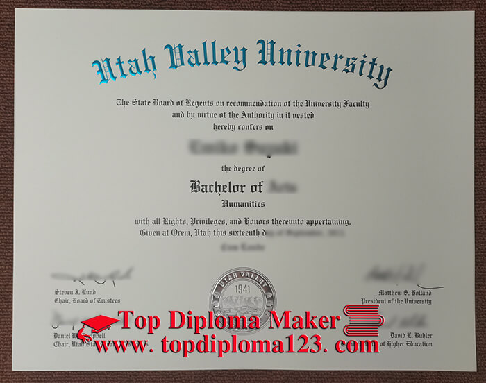 Utah Valley University diploma