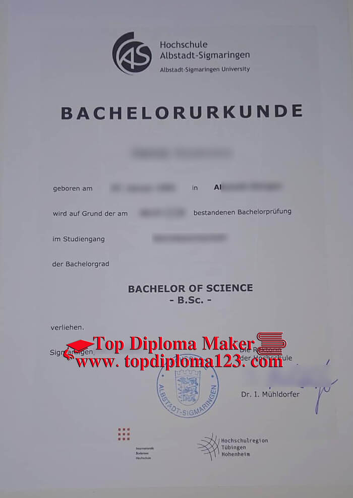 Hochschule Albstadt-Sigmaringen Urkunde