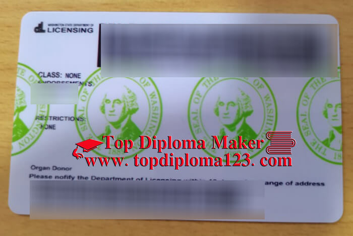 Washington Driver License back