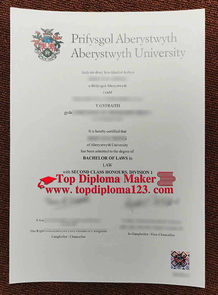 Aberystwyth University Bachelor of Laws diploma