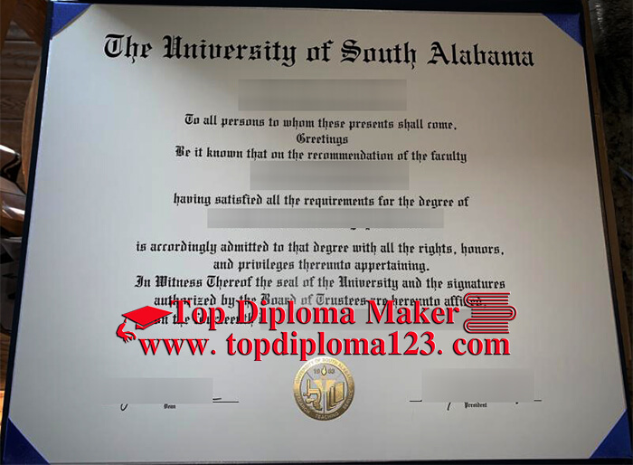 University of South Alabama diploma, USA degree, University of South Alabama certificate