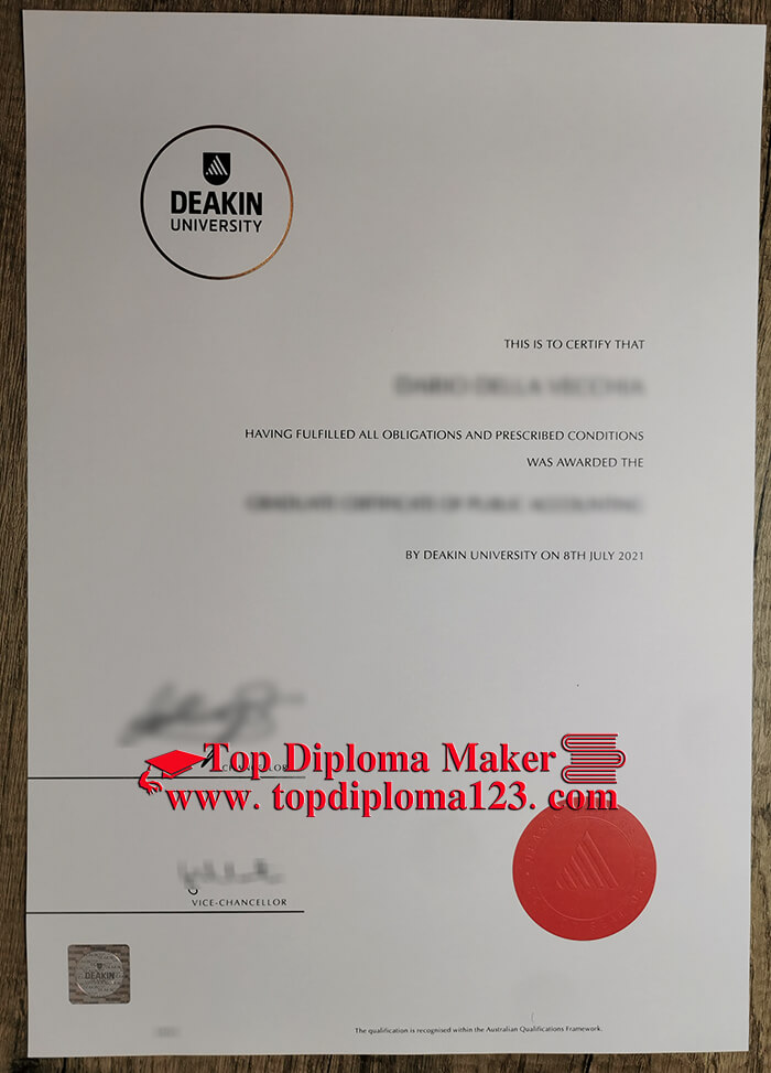 Deakin University diploma, Deakin University degree certificate