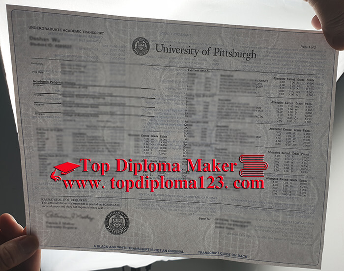 University of Pittsburgh transcript