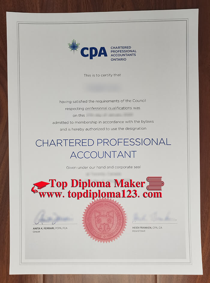 Chartered Professional Accountants Ontario (CPA) certificate