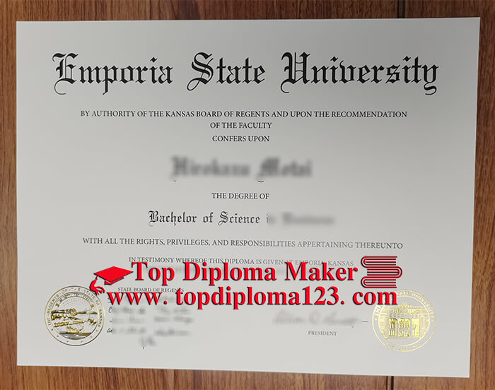 Emporia State University diploma, Emporia State degree,  fake ESU diploma 