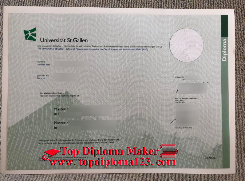 University of St. Gallen (HSG) Degree, Phony University of St. Gallen diploma 