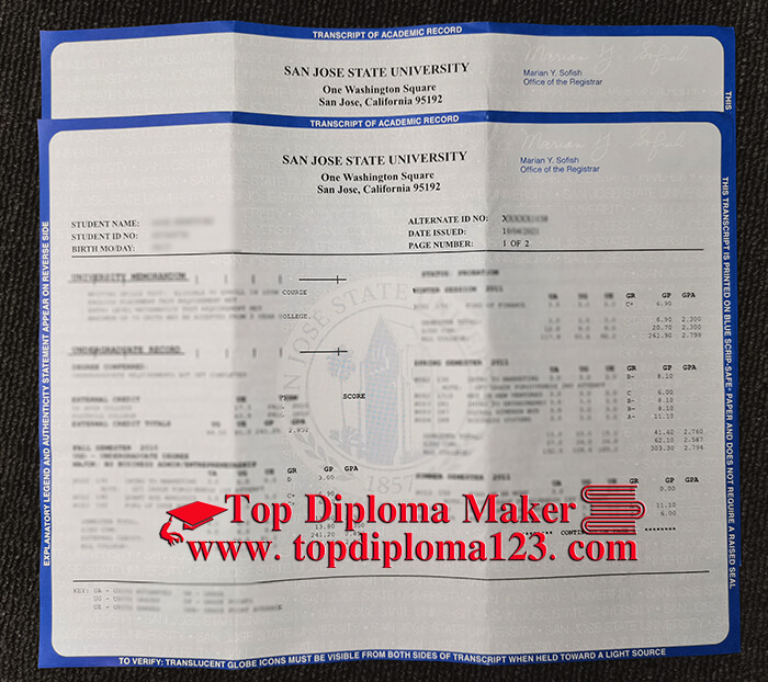 SJSU fake transcript