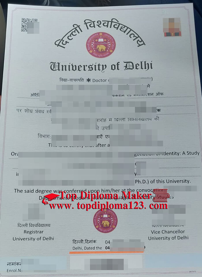 Delhi University diploma