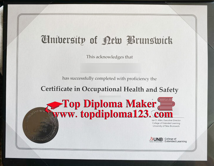 University of New Brunswick diploma certificate