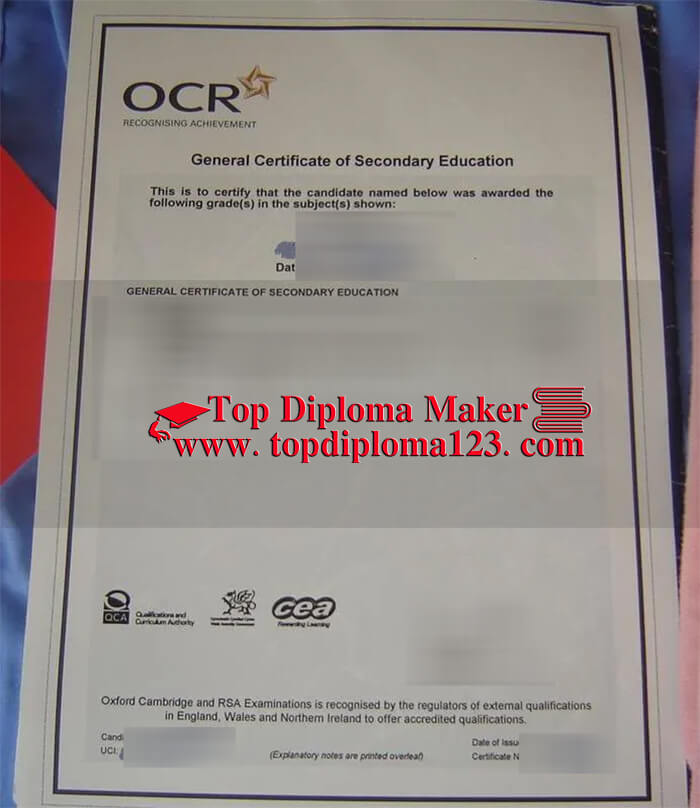 OCR GCSE certificate