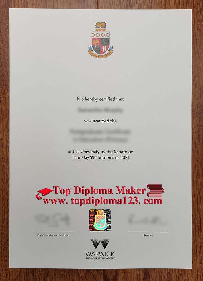 fake University of Warwick diploma
