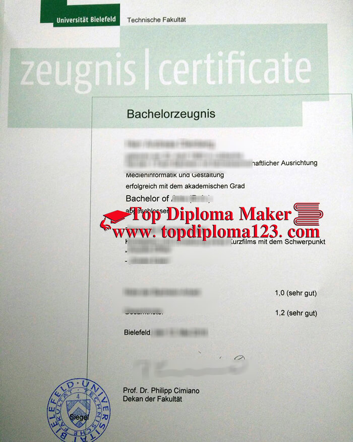 Universität Bielefeld certificate