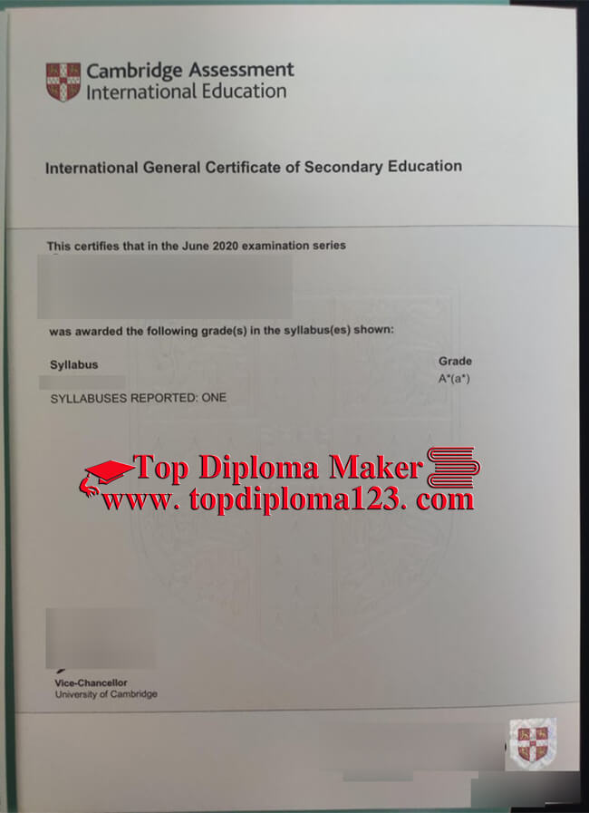 Cambridge Assessment international education IGCSE certificate