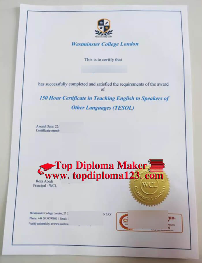 Westminster college london TESOL certificate