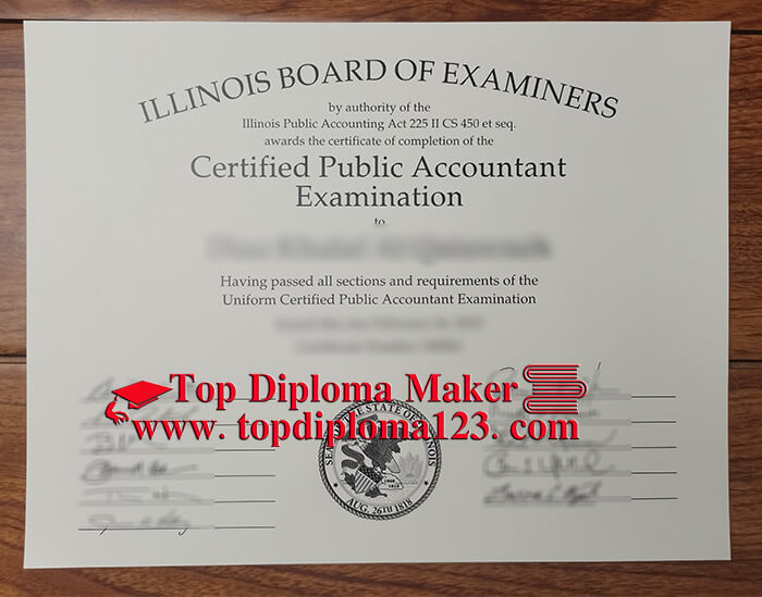 Illinois board of examiners CPA examination certificate