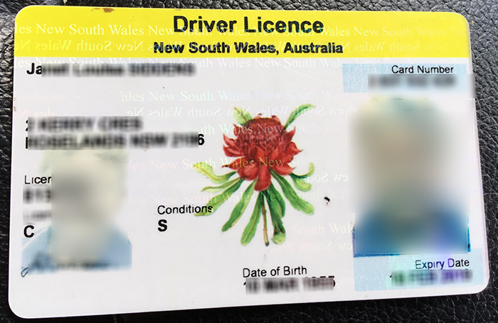 Australian NSW driving licence