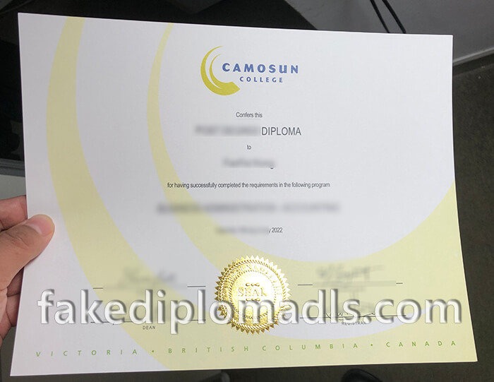  Camosun College diploma certificate