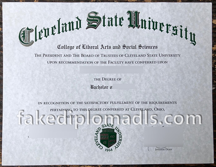Cleveland State University diploma,  CSU degree