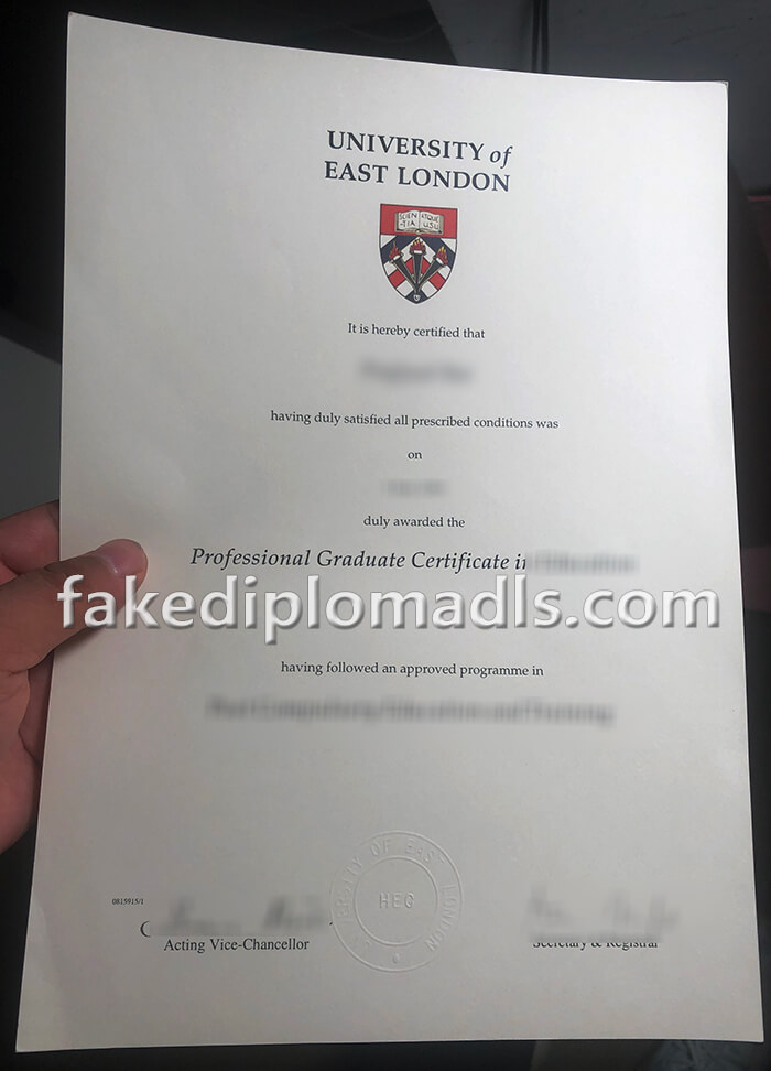  University of East London degree certificate