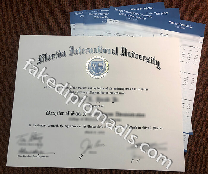 Florida International University diploma, FIU transcript