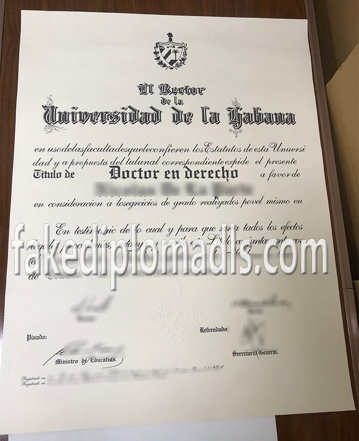 Universidad de La Habana diploma