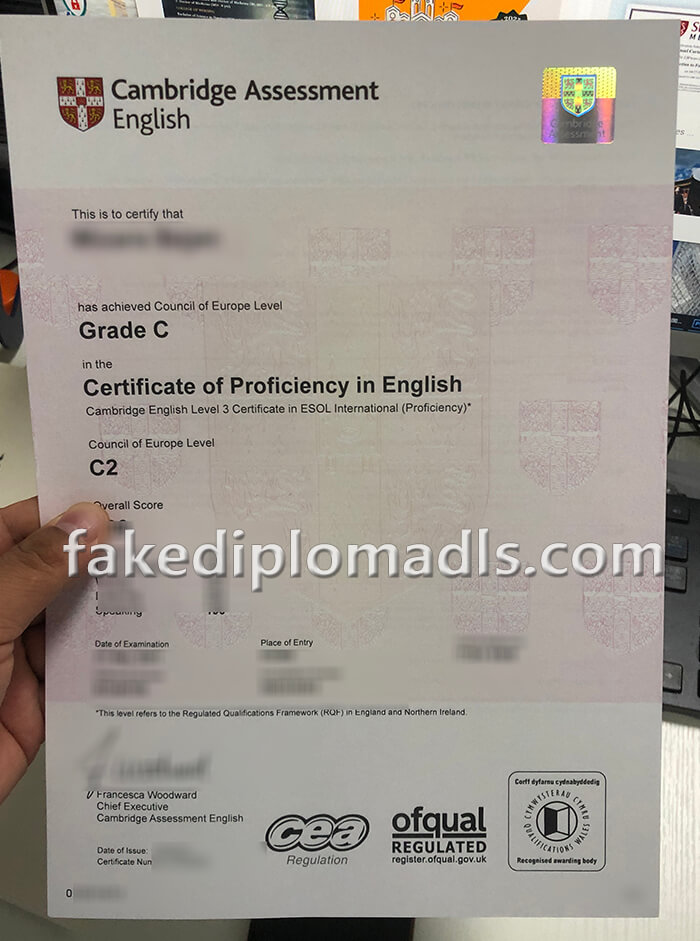 Cambridge CPE certificate