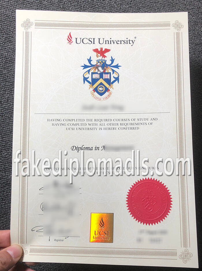 UCSI University diploma