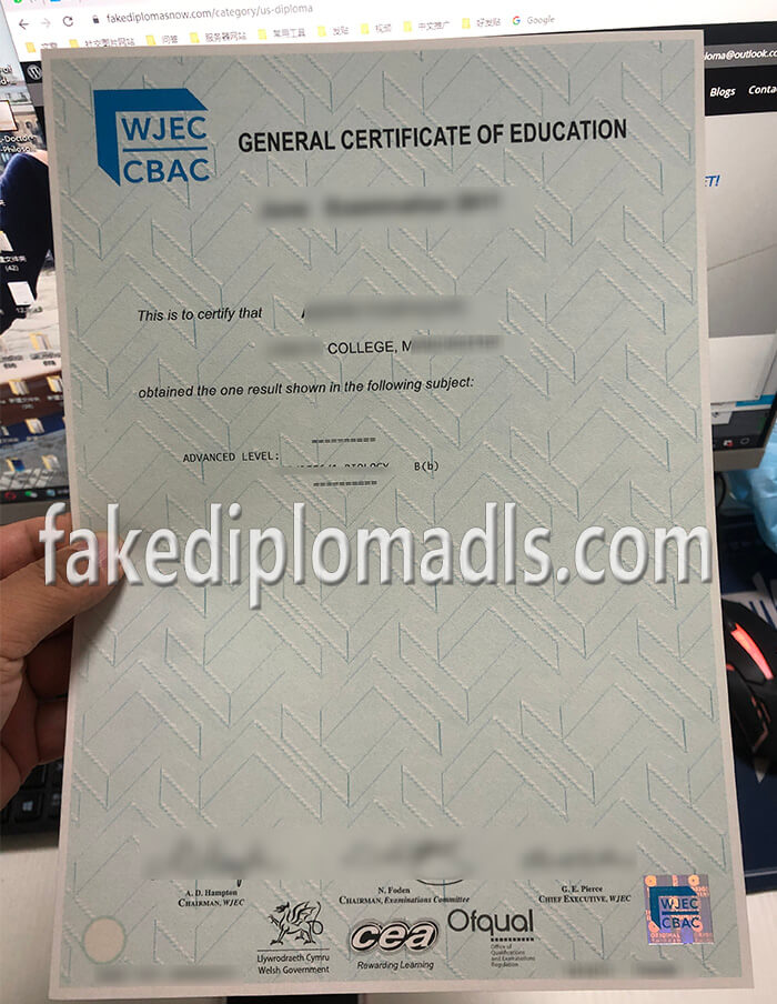  WJEC CBAC GCE A Level certificate