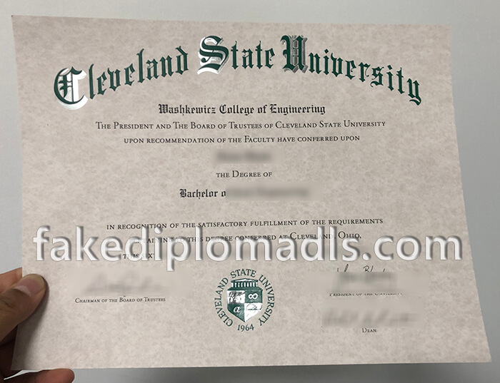 Cleveland State University diploma