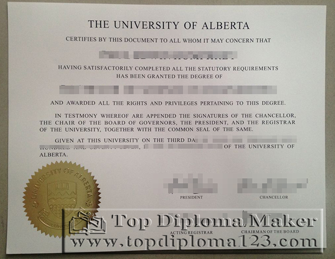 The university of Alberta degree sample, The university of Alberta diploma sample