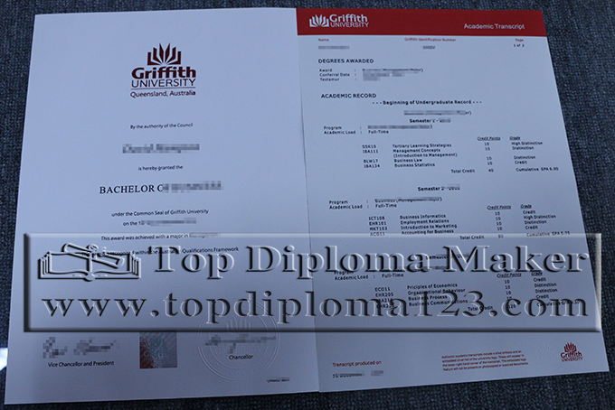 Griffith university degree certificate, Griffith university diploma and transcript