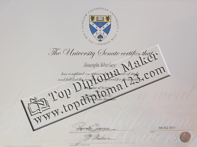 Glasgow Caledonian University diploma certificate, GCU degree